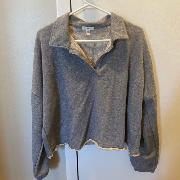 BD Grey Cropped Polo Sweater - Picture 1 of 3